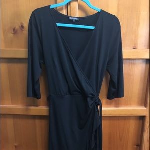 Faux Wrap Black Dress